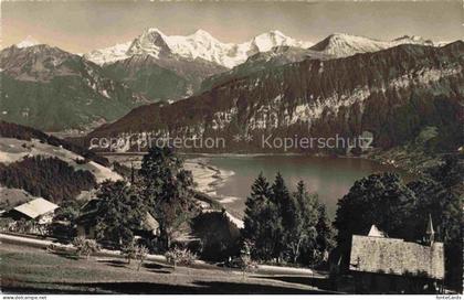 Beatenberg Thunersee BE Panorama Thunersee Blick gegen Eiger Moench und Jungfrau