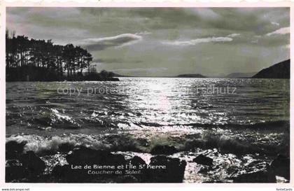 Biel Bienne BE Lac de Bienne et l'Ile de Saint Pierre coucher de soleil