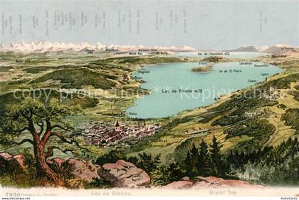 Biel Bienne Panorama Bieler See und Umgebung Alpen Lac de Bienne