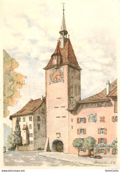 Bremgarten BE Spittelturm Kuenstlerkarte