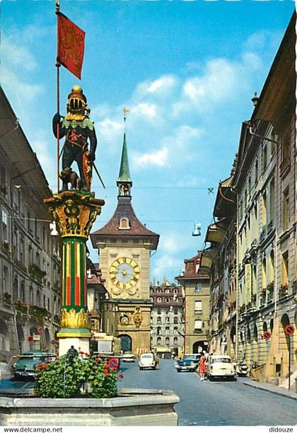 Carte Postale - Suisse - BE Berne - Berne - La Fontaine de Zahringen et la Tour de l'Horloge - Automobiles - CPM - Carte