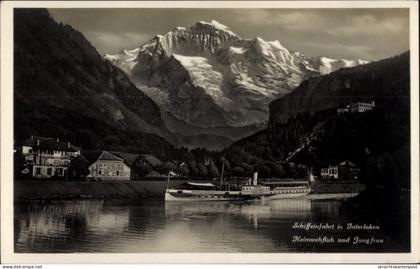 CPA Matten bei Interlaken Kt. Bern Schweiz, Heimwehfluh, Jungfrau, Schiffeinfahrt