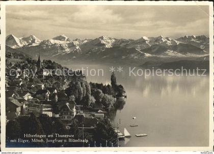 Hilterfingen Thunersee Panorama Thunersee mit Eiger Moench Jungfrau Bluemlisalp