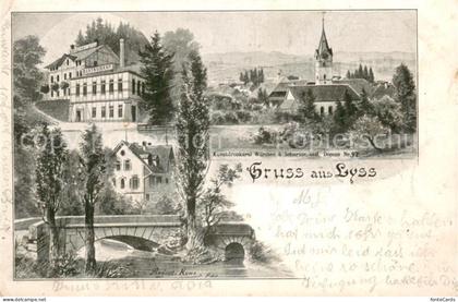 Lyss BE Hotel Restaurant Bruecke Kirche Kuenstlerkarte