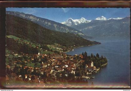 Oberhofen Thunersee Blick auf Oberhofen und Thunersee   im Hintergrund Eiger Moe
