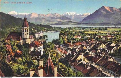 THUN Thoune BE Panorama mit Alpen