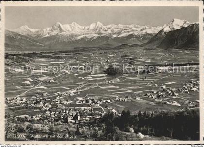 Wattenwil Totalansicht mit Alpen