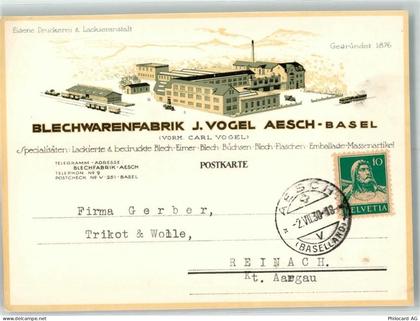 4147 Aesch BL Lithographie Werbung Blechwarenfabrik J. Vogel - 13514165