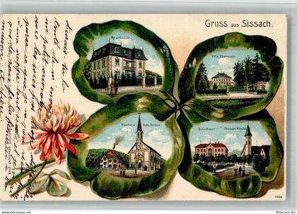 4450 Sissach 1906 BOAKC Lithographie Prägedruck Sparkasse Schulhaus Vill... - 13706509