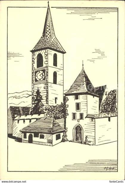 Muttenz Kirche Zeichnung