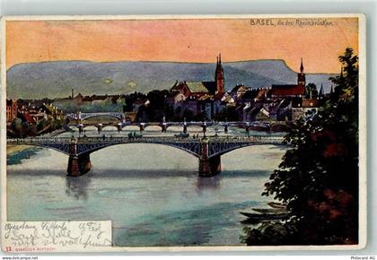 4000 Basel Bâle 1900 - Die drei Rheinbrücken - 39404162