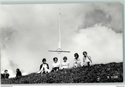 1637 Charmey Gruyère Gebrauchsspuren Telecabine Wandergruppe am Rasten... - 10398034