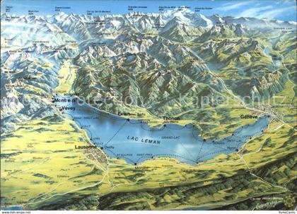 Lac Leman Genfersee Panoramakarte