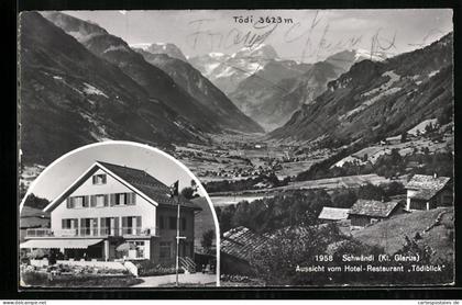 AK Schwändi, Hotel-Restaurant Tödiblick, Ortsansicht mit Umgebung und Tödi