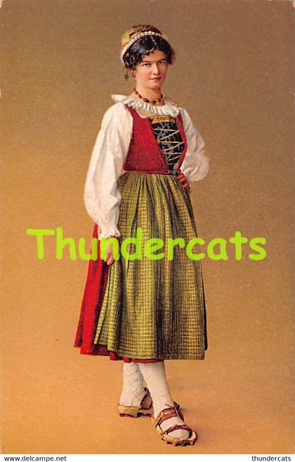 CPA FOLKLORIQUE COSTUME TYPE SUISSE SWITZERLAND TICINO RAGAZZA DEL VAL CALANCA
