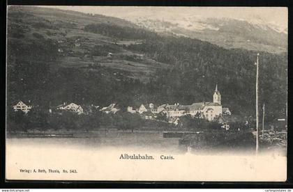 AK Cazis /Albulabahn, Teilansicht mit Bergen