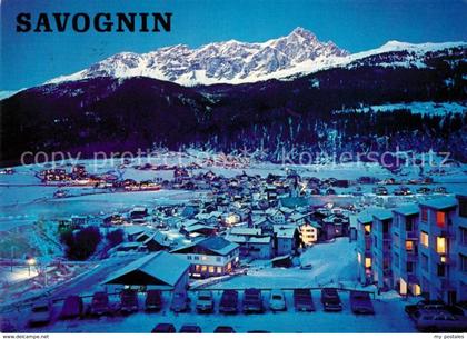 13147515 Savognin mit Piz Mitgel am Abend Wintersportplatz Oberhalbstein Savogni