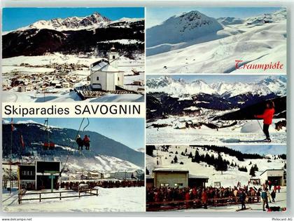 7460 Savognin - Winter Skifahrer Sessellift - 39492999