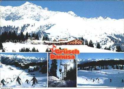 Gruesch Danusa Bergrestaurant Schwaenzelegg Skilift Skifahrer