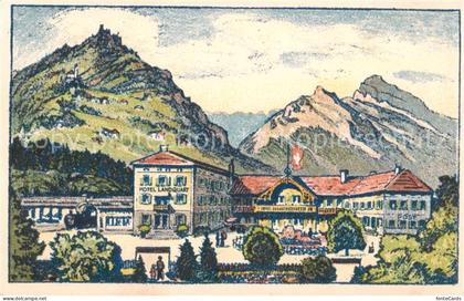 Landquart Hotel und Bahnhofbuffet Landquart Kuenstlerkarte