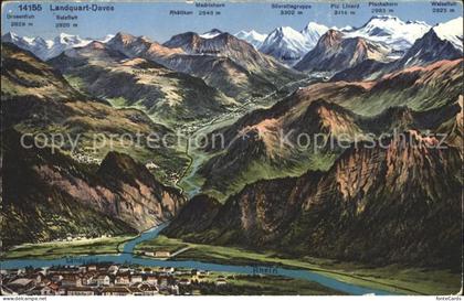 Landquart Panoramakarte mit Rhein und Alpen