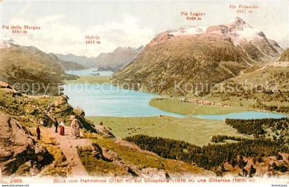 Silvaplana GR Blick von Hahnensee auf Silvaplana und Silsersee