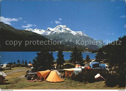 Silvaplana GR Camping Silvaplana mit Piz la Margna und Silvaplanersee