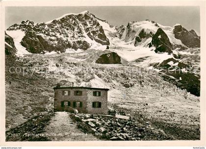 Tschierv Tschierf GR Huette mit Piz Bernina