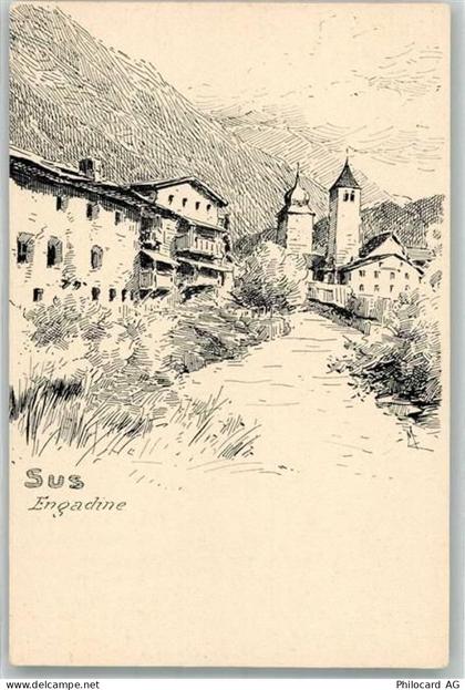 7542 Susch Lithographie / Künstlerkarte - 14000818