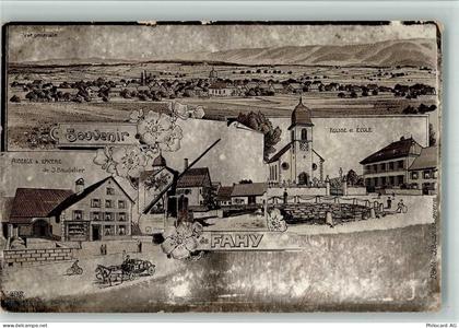 2916 Fahy 1907 BOAKC Lithographie Auberge Epicerie J. Baudelier Eglise E... - 13702663