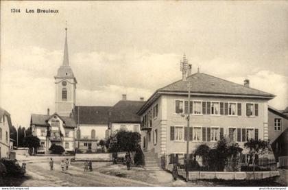 CPA Les Breuleux Kanton Jura, Straßenpartie, Kirche