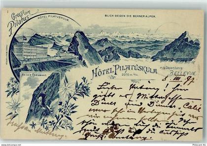 6010 Kriens 1897 Lithographie Hotel Pilatuskulm Bellevue an der Eselwand... - 13258740