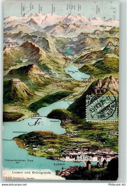 6000 Luzern Lucerne 1907 - Luzern und Brünigroute Vogelschau - 10613277