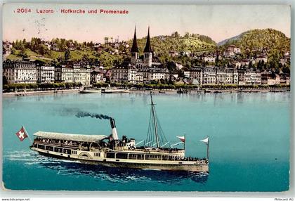 6000 Luzern Lucerne 1913 - Dampfschiff Luzern Hofkirche - 39403569