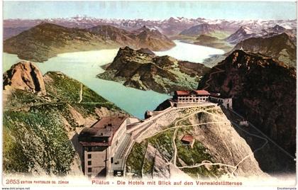 CPA  Carte Postale Suisse   Vierwaldstättersee   Pilatus Die hotels mit blick auf den Vierwaldstättersee  VM96359