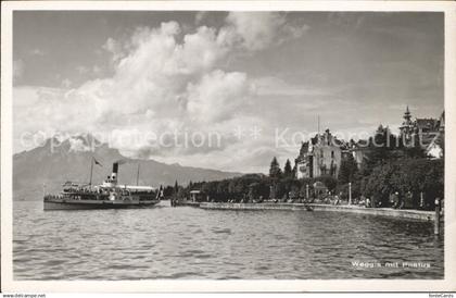 Weggis Vierwaldstaettersee mit Pilatus Vierwaldstaettersee Dampfer