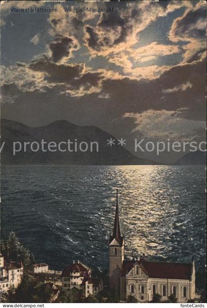Weggis Vierwaldstaettersee Ortsansicht Vierwaldstaettersee bei Mondschein