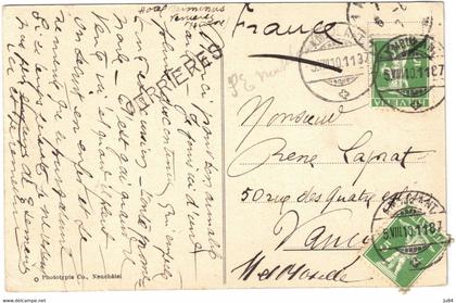 Suisse - Neuchâtel - Les Verrières - Vue générale - Ambulant - Griffe Verrières - Carte postale pour la France - 1910