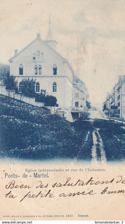 Ponts de Martel - Eglise indépendante et rue de l'Industrie