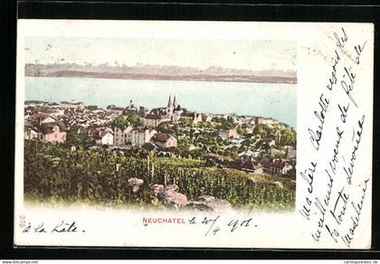 AK Neuchatel, Ortsansicht vor Neuenburgersee