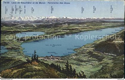 Lac de Neuchatel Lac de Morat Panorama des Alpes a vol d oiseau