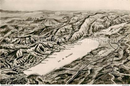 Neuchatel NE Lac de Neuchatel Panoramakarte