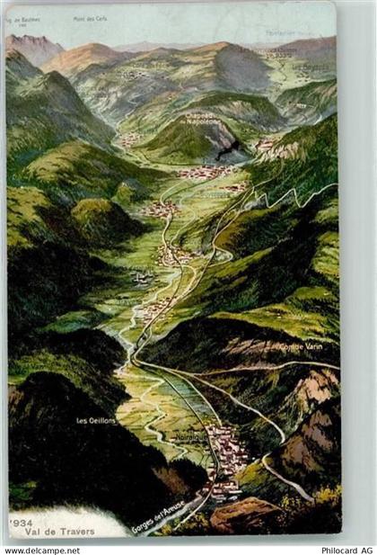 2105 Travers 1907 - Vogelschau Neuenburger Jura - 10599250