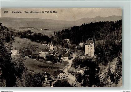 2042 Valangin 1915 Gebrauchsspuren Vue generale et le Val-de-Ruz AK Verl... - 10137062