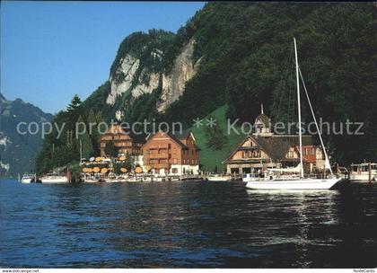 Ennetbuergen Gasthaus Obermatt Vierwaldstaettersee Gartenrestaurant Saeli Boot