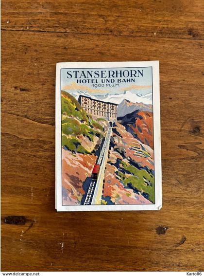 stanserhorn , Hôtel und bahn * doc publicitaire touristique brochure voyage illustrateur * suisse schweiz nidwald obwald