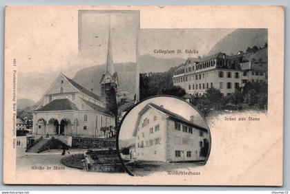 (Suisse) Nidwald 002, Gruss aus Stans, Multivues, Kirche Collegium Winkelriedhaus, état !