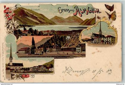 6055 Alpnach Dorf 1903 Lithographie Alpnachstad Alpnachsee Kirche Schmet... - 13616343