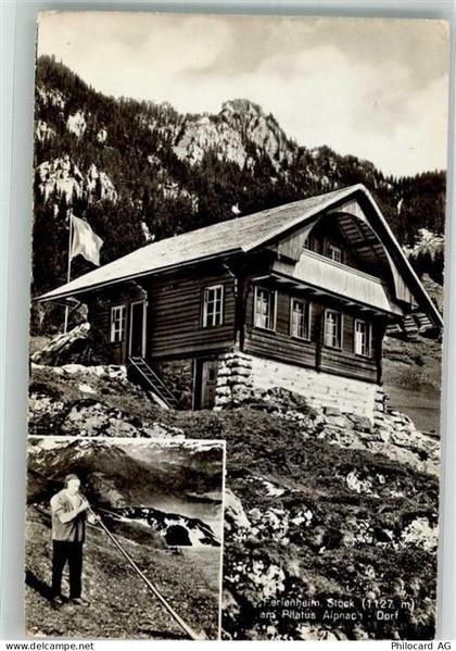 6055 Alpnach Dorf 1959 Foto AK Pension Stock Alphornbläser - 38069729