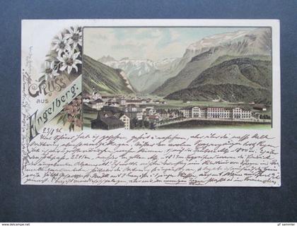 AK Schweiz 1896 Gruss aus Engelberg. Irrläufer!. Nach Swinemünde und weitergeleitet nach Görlitz. mit Vermerken!!